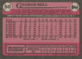 1989 Topps #50 George Bell Back