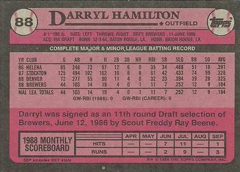 1989 Topps #88 Darryl Hamilton Back