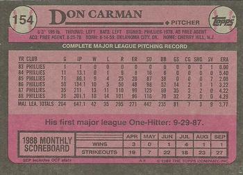 1989 Topps #154 Don Carman Back