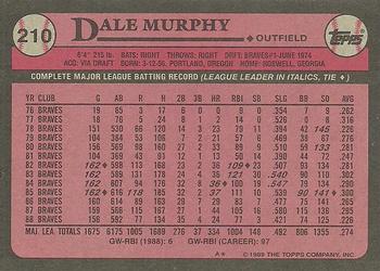 1989 Topps #210 Dale Murphy Back