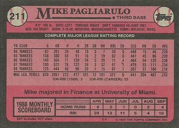 1989 Topps #211 Mike Pagliarulo Back