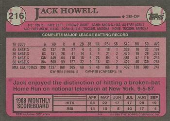 1989 Topps #216 Jack Howell Back