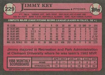1989 Topps #229 Jimmy Key Back