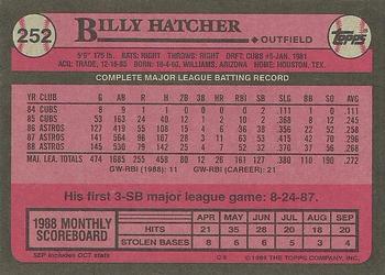 1989 Topps #252 Billy Hatcher Back