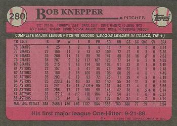 1989 Topps #280 Bob Knepper Back