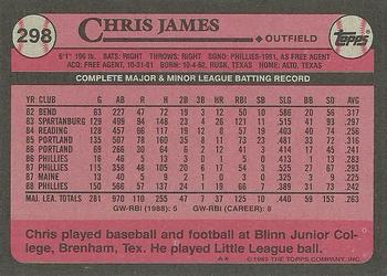 1989 Topps #298 Chris James Back