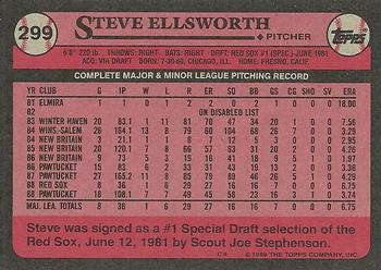 1989 Topps #299 Steve Ellsworth Back