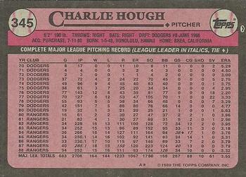 1989 Topps #345 Charlie Hough Back