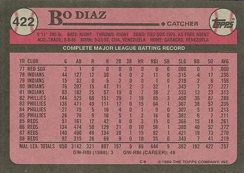 1989 Topps #422 Bo Diaz Back