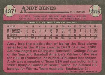1989 Topps #437 Andy Benes Back