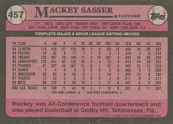 1989 Topps #457 Mackey Sasser Back