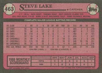 1989 Topps #463 Steve Lake Back