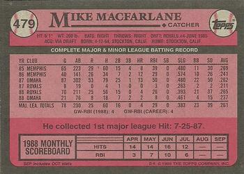 1989 Topps #479 Mike Macfarlane Back