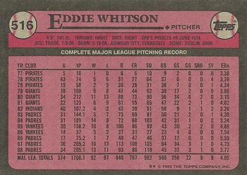 1989 Topps #516 Eddie Whitson Back