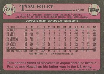 1989 Topps #529 Tom Foley Back