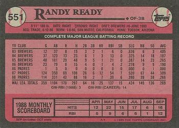 1989 Topps #551 Randy Ready Back
