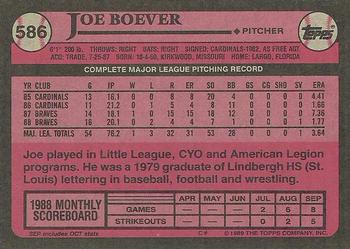 1989 Topps #586 Joe Boever Back