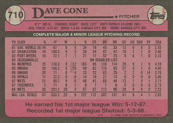 1989 Topps #710 Dave Cone Back