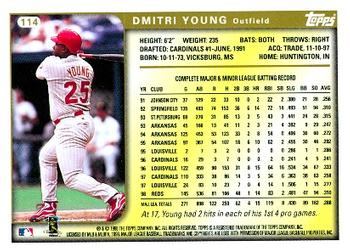 1999 Topps #114 Dmitri Young Back