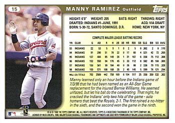 1999 Topps #15 Manny Ramirez Back