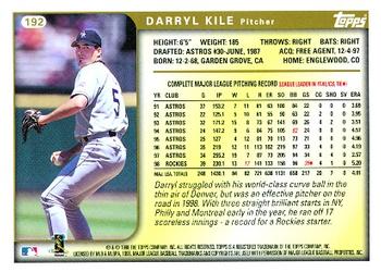 1999 Topps #192 Darryl Kile Back