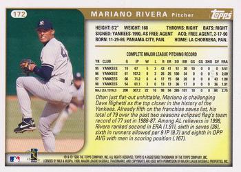 1999 Topps #172 Mariano Rivera Back