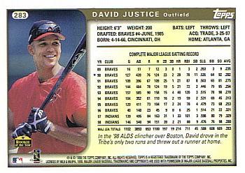 1999 Topps #283 David Justice Back