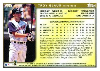1999 Topps #326 Troy Glaus Back