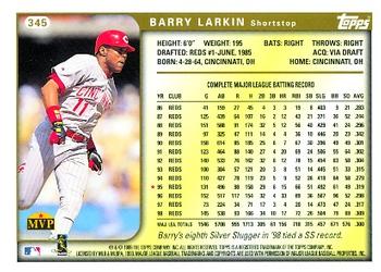 1999 Topps #345 Barry Larkin Back