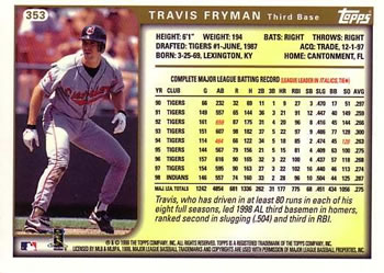 1999 Topps #353 Travis Fryman Back