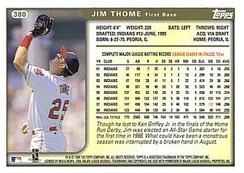 1999 Topps #380 Jim Thome Back