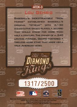 2002 Donruss - All-Time Diamond Kings #ATDK-3 Lou Gehrig  Back