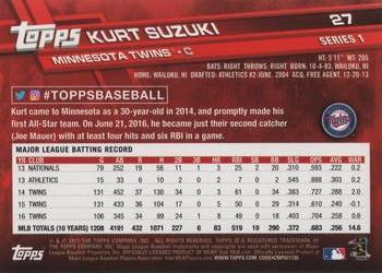 2017 Topps #27 Kurt Suzuki Back