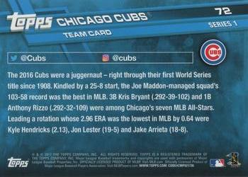 2017 Topps #72 Chicago Cubs Back