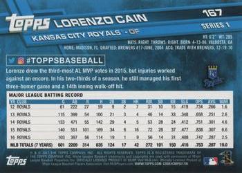 2017 Topps #167 Lorenzo Cain Back