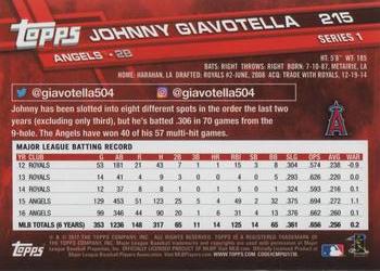 2017 Topps #215 Johnny Giavotella Back