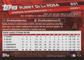 2017 Topps #231 Rubby De La Rosa Back