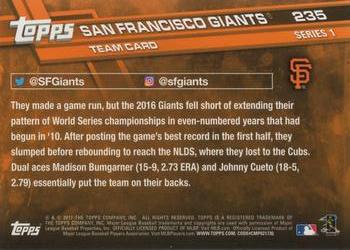 2017 Topps #235 San Francisco Giants Back