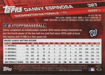 2017 Topps #327 Danny Espinosa Back