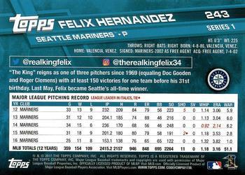 2017 Topps #243 Felix Hernandez Back