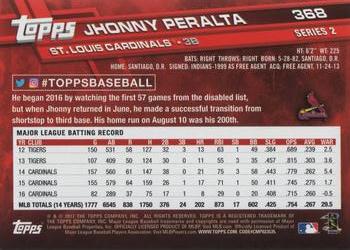 2017 Topps #368 Jhonny Peralta Back