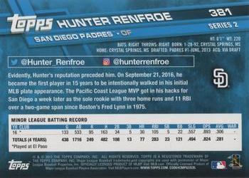 2017 Topps #381 Hunter Renfroe Back