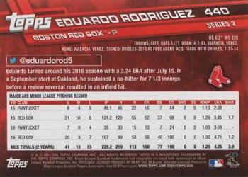 2017 Topps #440 Eduardo Rodriguez Back
