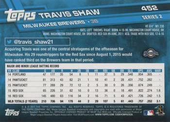 2017 Topps #452 Travis Shaw Back