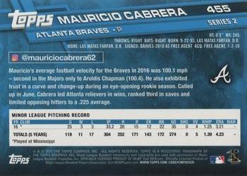 2017 Topps #455 Mauricio Cabrera Back