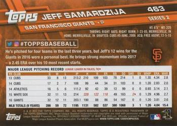 2017 Topps #463 Jeff Samardzija Back