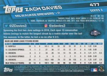 2017 Topps #477 Zach Davies Back
