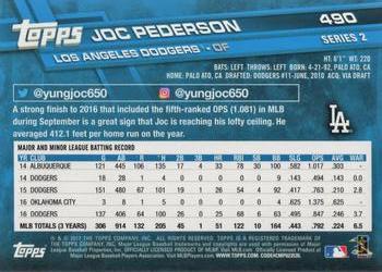 2017 Topps #490 Joc Pederson Back