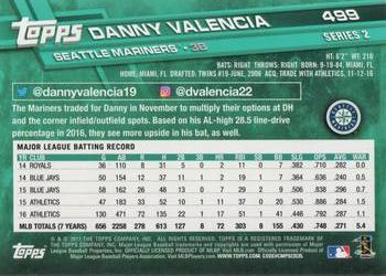 2017 Topps #499 Danny Valencia Back