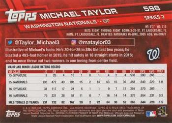 2017 Topps #598 Michael Taylor Back